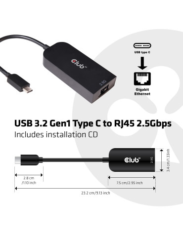 CLUB3D CAC-1520 kannettavien tietokoneiden telakka ja porttitoistin Langallinen USB 3.2 Gen 1 (3.1 Gen 1) Type-C Musta