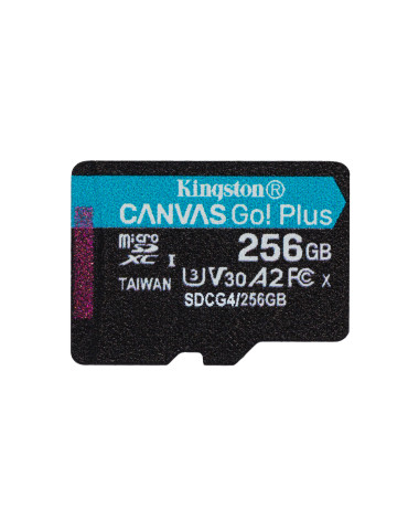 Kingston Technology 256GB microSDXC Canvas Go Plus Gen4 200R A2 U3 Single Pack w o ADP