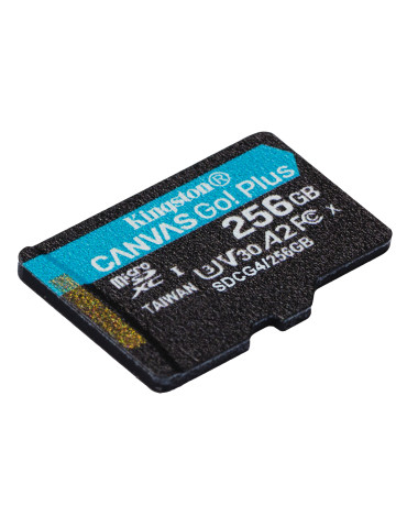 Kingston Technology 256GB microSDXC Canvas Go Plus Gen4 200R A2 U3 Single Pack w o ADP