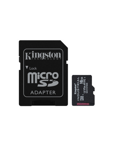 Kingston Technology 16GB microSDHC Industrial C10 A1 pSLC -kortti + SD-sovitin