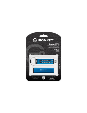 Kingston Technology IronKey 16GB Keypad 200, FIPS 140-3 Lvl 3 AES-256 Hardware Encrypted