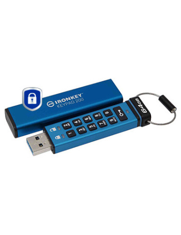 Kingston Technology IronKey 64GB Keypad 200, FIPS 140-3 Lvl 3 AES-256 Hardware Encrypted