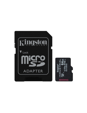 Kingston Technology 64GB microSDXC Industrial C10 A1 pSLC-kort + SD-adapter