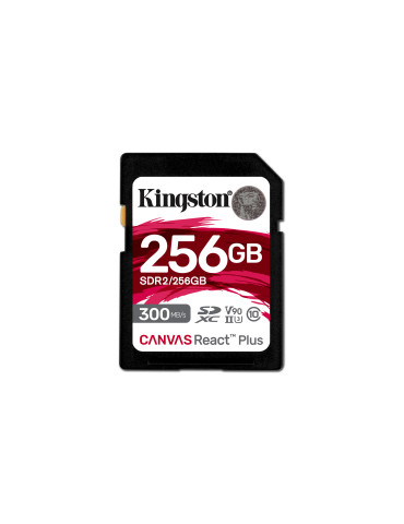 Kingston Technology 256GB Canvas React Plus SDXC UHS-II 300R 260W U3 V90 for Full HD 4K 8K