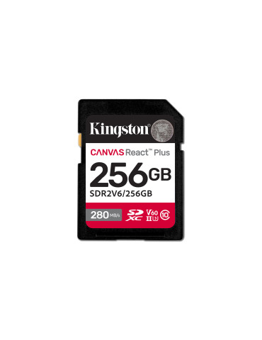 Kingston Technology 256GB Canvas React Plus SDXC UHS-II 280R 150W U3 V60 för full HD 4K