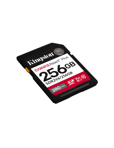 Kingston Technology 256 Gt Canvas React Plus SDXC UHS-II 280R 150W U3 V60, täysteräväpiirto 4K