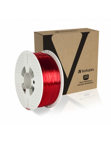 Verbatim 55054 3D printing material Polyethylene Terephthalate Glycol (PETG) Red, Transparent 2.2 lbs (1 kg)