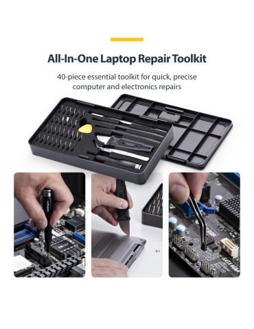 StarTech.com Verktygssats för datorreparation med 40 delar för bärbar dator PC elektronik telefon, sats med 30 bits för