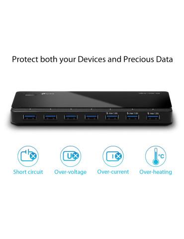 TP-Link UH700 interface hub USB 3.2 Gen 1 (3.1 Gen 1) Micro-B 5000 Mbit s Black