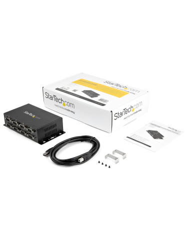 StarTech.com USB till DB9 RS232 seriell adapterhubb med 8 portar - Industriell DIN Rail och väggmonterbar