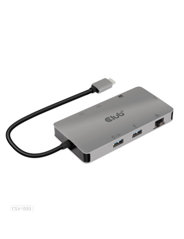 CLUB3D CSV-1593 laptop dock port replicator USB 3.2 Gen 1 (3.1 Gen 1) Type-C Metallic