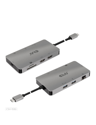 CLUB3D CSV-1593 laptop dock port replicator USB 3.2 Gen 1 (3.1 Gen 1) Type-C Metallic