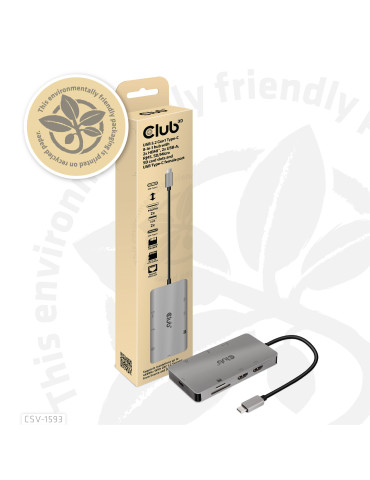 CLUB3D CSV-1593 laptop dock port replicator USB 3.2 Gen 1 (3.1 Gen 1) Type-C Metallic