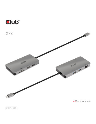CLUB3D CSV-1593 laptop dock port replicator USB 3.2 Gen 1 (3.1 Gen 1) Type-C Metallic