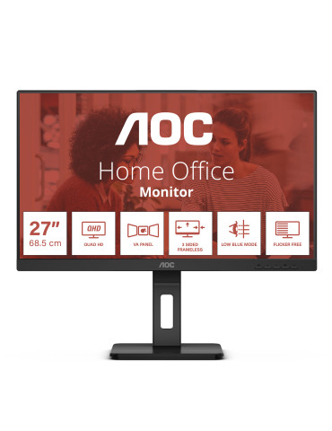 AOC Q27E3UMF computer monitor 27" 2560 x 1440 pixels Quad HD Black