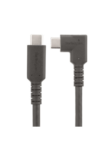StarTech.com 50 cm USB-C-kabel, rätvinklad, USB 10 Gbps, 100 W (5 A) strömförsörjning, 8K 60 Hz 4K 144 Hz DP alt-läge, robust