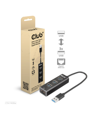 CLUB3D CSV-1430a Wired USB 3.2 Gen 1 (3.1 Gen 1) Type-A Black
