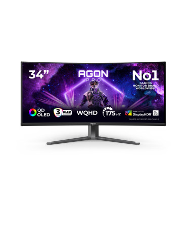 AOC AGON PRO AG346UCD computer monitor 34" 3440 x 1440 pixels Wide Quad HD QD-OLED Black, Gray