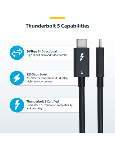 StarTech.com TBLT5MM50CM240W Thunderbolt cable 19.7" (0.5 m) 80 Gbit s Black