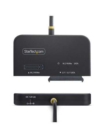 StarTech.com USB-C USB-A till M.2 NVMe och 2,5 tum 3,5 tum SATA-adapter, 10 Gbps, verktygsfri extern SSD-hårddiskläsare,