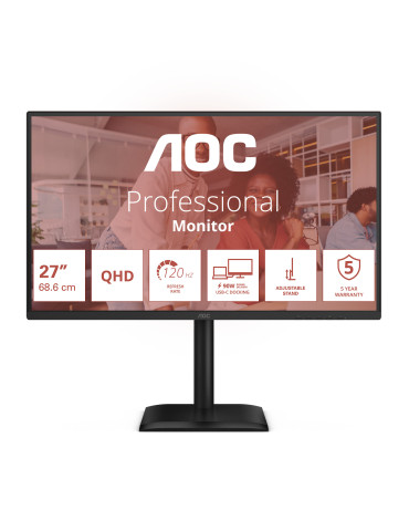 AOC E4 Q27E4CV platta pc-skärmar 68,6 cm (27") 2560 x 1440 pixlar Quad HD LED Svart