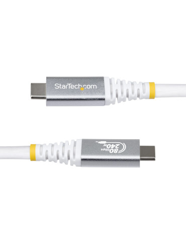 StarTech.com CC1M80GUSB4CABLEW USB-kaapeli USB4 Gen 4x2 1 m USB C 80 Gbit s 240 W Valkoinen