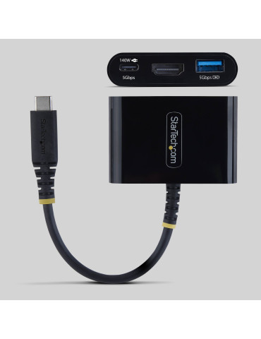 StarTech.com USB-C till HDMI-multiportadapter med 140 W PD-laddning, 4K 60 Hz HDMI, USB 5 Gbps-hubb, minidockningsstation för