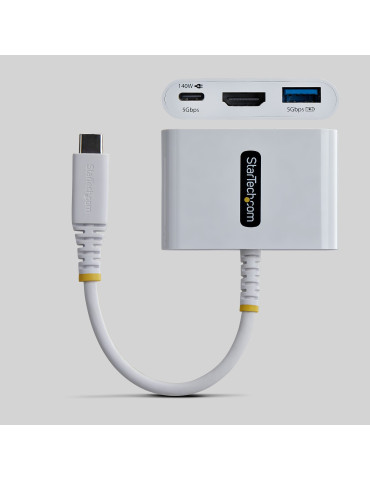 StarTech.com USB-C till HDMI-multiportadapter med 140 W PD-laddning, 4K 60 Hz HDMI, USB 5 Gbps-hubb, minidockningsstation för