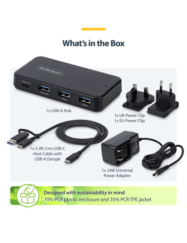 StarTech.com 311UE-USB-HUB interface hub USB 3.2 Gen 1 (3.1 Gen 1) Type-C 5000 Mbit s Black