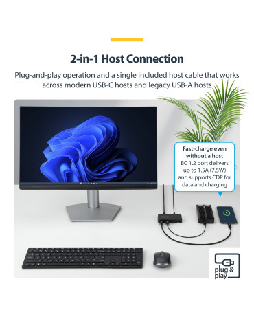 StarTech.com 311UE-USB-HUB interface hub USB 3.2 Gen 1 (3.1 Gen 1) Type-C 5000 Mbit s Black