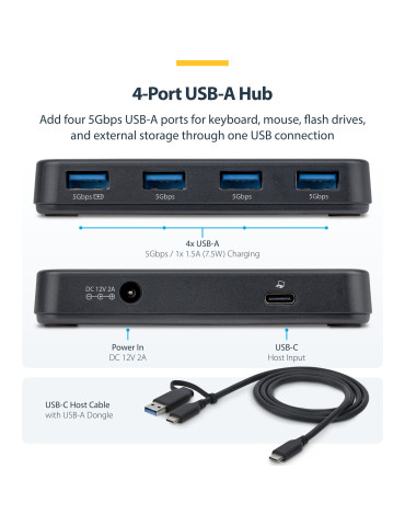 StarTech.com ST4300USB3V2-UE interface hub USB 3.2 Gen 1 (3.1 Gen 1) Type-C 5000 Mbit s Black