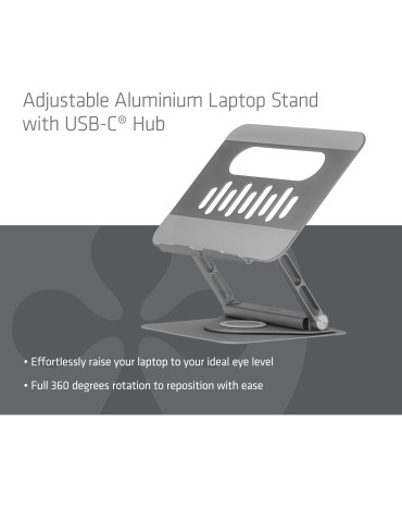 CLUB3D Säädettävä alumiininen kannettavan tietokoneen teline USB-C®-keskittimellä