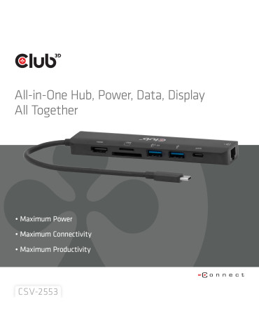 CLUB3D CSV-2553 interface hub USB Type-C 5000 Mbit s Black