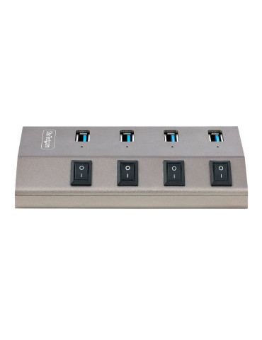 StarTech.com USB-C-hubb med fyra portar och egen strömförsörjning med individuella strömbrytare, USB 3.0-expansionshubb på 5