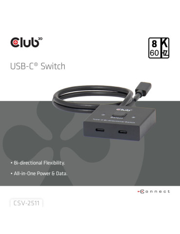 CLUB3D CSV-2511 video splitter USB Type-C 2x DisplayPort