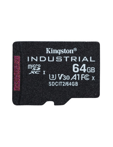 Kingston Technology 64GB microSDXC Industrial C10 A1 pSLC -kortti + SD-sovitin