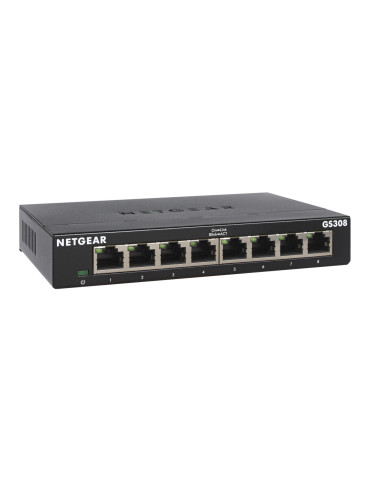 NETGEAR GS308-300PES verkkokytkin Hallitsematon L2 Gigabit Ethernet (10 100 1000) Musta