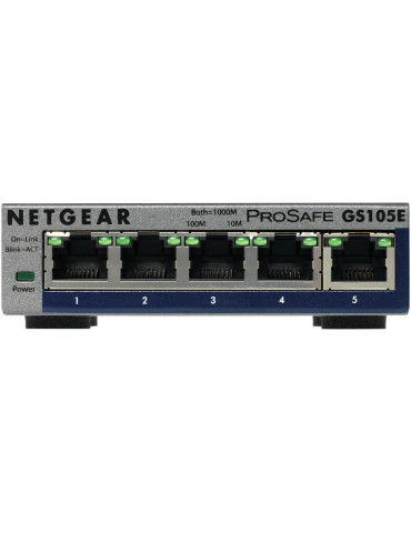 NETGEAR GS105E-200PES verkkokytkin Hallittu L2 L3 Gigabit Ethernet (10 100 1000) Harmaa