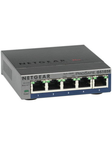 NETGEAR GS105E-200PES verkkokytkin Hallittu L2 L3 Gigabit Ethernet (10 100 1000) Harmaa