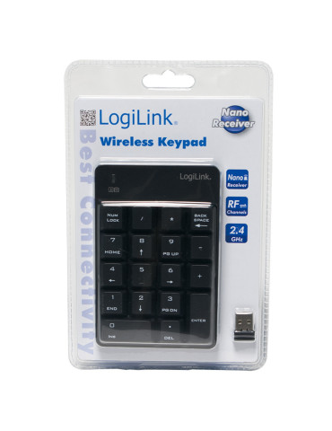 LogiLink ID0120 numeric keypad Laptop RF Wireless Black