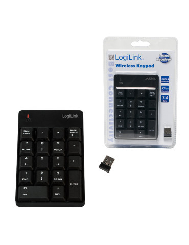 LogiLink ID0120 numeric keypad Laptop RF Wireless Black