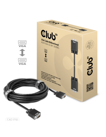 CLUB3D CAC-1710 VGA cable 393.7" (10 m) VGA (D-Sub) Black