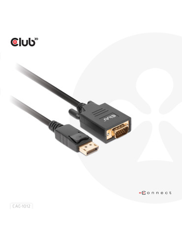 CLUB3D CAC-1012 video cable adapter 78.7" (2 m) DisplayPort VGA (D-Sub) Black