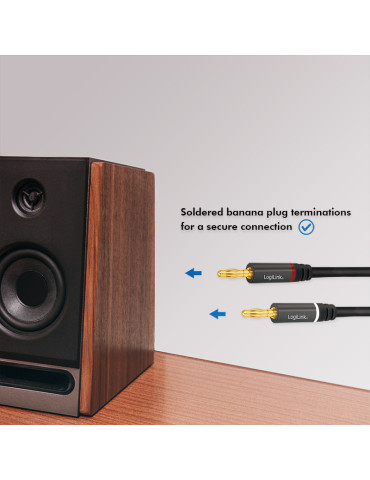 LogiLink CA1210 audio cable 118.1" (3 m) 2 x Banana Black