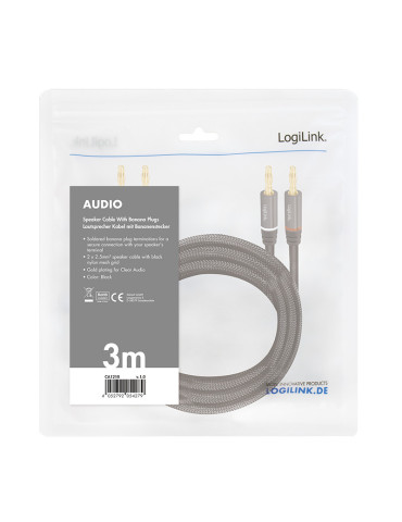 LogiLink CA1210 audio cable 118.1" (3 m) 2 x Banana Black