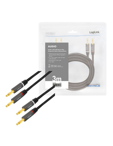 LogiLink CA1210 audio cable 118.1" (3 m) 2 x Banana Black