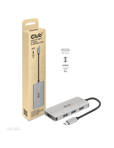 CLUB3D CSV-1547 interface hub USB 3.2 Gen 2 (3.1 Gen 2) Type-C 10000 Mbit s Black, Silver