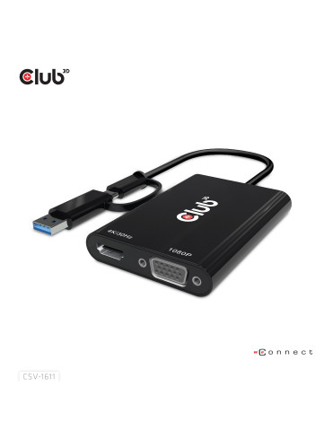 CLUB3D CSV-1611 USB graphics adapter 3840 x 2160 pixels Black