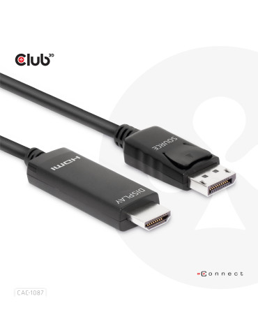 CLUB3D CAC-1087 video cable adapter 118.1" (3 m) DisplayPort HDMI Black