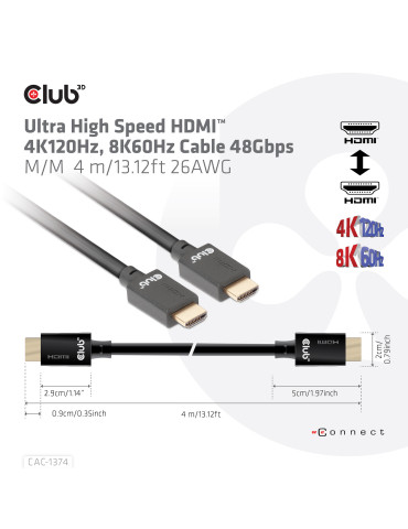 CLUB3D CAC-1374 HDMI cable 157.5" (4 m) HDMI Type A (Standard) Black